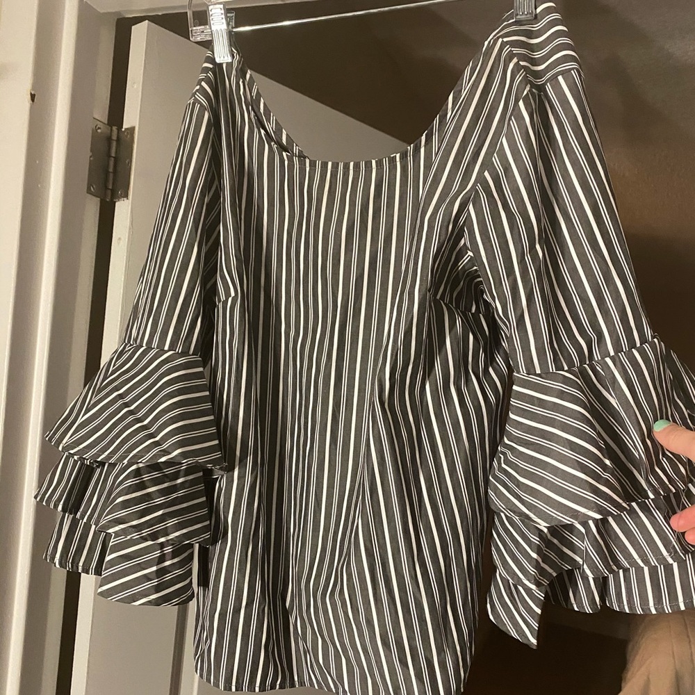 Large ruffle sleeve top